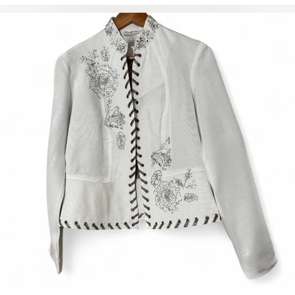 Alberto Makali Jackets & Blazers - Alberto Makali Eyelet Jacket Blazer Long Sleeve White Ladies Size 6 Evening